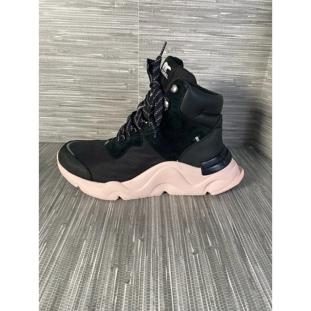 Sorel Womens Kinetic RNEGD Conquest Winter Boots Black Pink Leather‎ Ankle 9 New - Picture 4 of 9